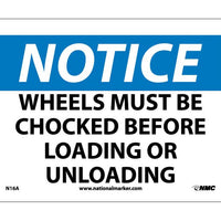 NOTICE, WHEELS MUST BE CHOCKED BEFORE LOADING OR UNLOADING, 7X10, .040 ALUM