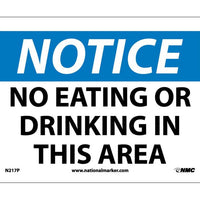 NOTICE, NO EATING OR DRINKING IN THIS AREA, 7X10, RIGID PLASTIC