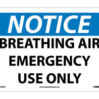 NOTICE, BREATHING AIR EMERGENCY USE ONLY, 10X14, PS VINYL