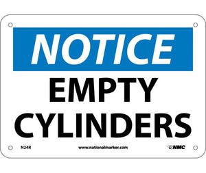 NOTICE, EMPTY CYLINDERS, 10X14, RIGID PLASTIC