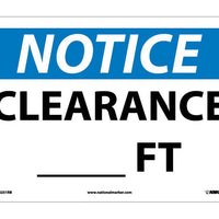 NOTICE, CLEARANCE___FT., 10X14, RIGID PLASTIC