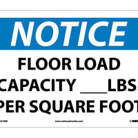 NOTICE, FLOOR LOAD CAPACITY__LBS. PER SQUARE FOOT, 10X14, RIGID PLASTIC
