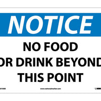 NOTICE, NO FOOD OR DRINK IN THIS AREA, 12x18, .040 ALUM