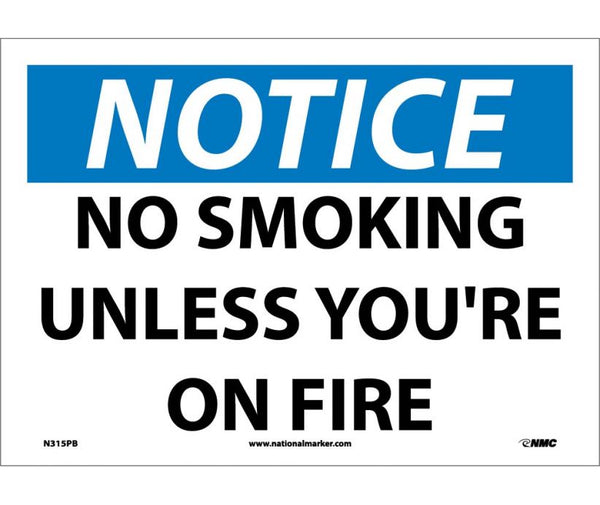 NOTICE, NO SMOKING UNLESS YOU'RE ON FIRE, 10X14, PS VINYL