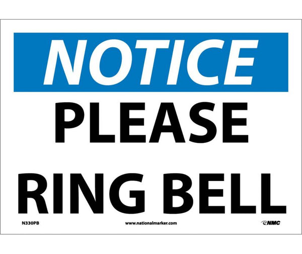 NOTICE, PLEASE RING BELL, 10X14, .040 ALUM