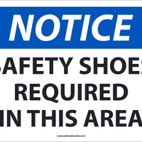 NOTICE, SAFETY SHOES REQUIRED IN THIS AREA, 12x18, .040 ALUM