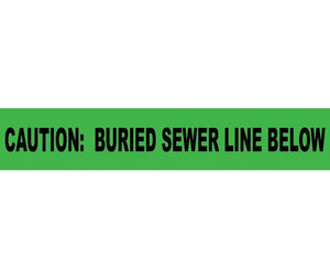 NON-DETECTABLE UNDERGROUND TAPE, CAUTION BURIED SEWER LINE BELOW, 6"X1000'