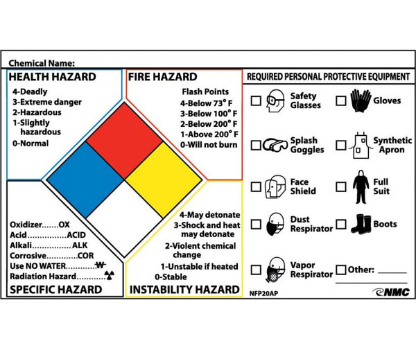 NFPA PROTECTIVE EQUIPMENT LABEL, 3X5, PS VINYL, 5/PK