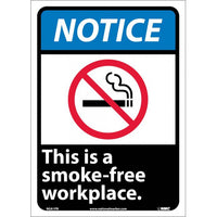 NOTICE, THIS IS A SMOKE-FREE WORKPLACE (W/GRAPHIC), 14X10, PS VINYL
