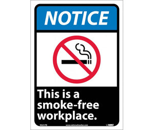 NOTICE, THIS IS A SMOKE-FREE WORKPLACE (W/GRAPHIC), 14X10, PS VINYL