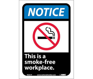 NOTICE, THIS IS A SMOKE-FREE WORKPLACE (W/GRAPHIC), 10X7, PS VINYL