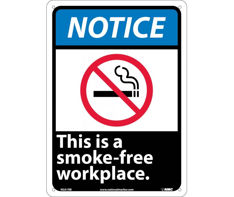 NOTICE, THIS IS A SMOKE-FREE WORKPLACE (W/GRAPHIC), 14X10, RIGID PLASTIC