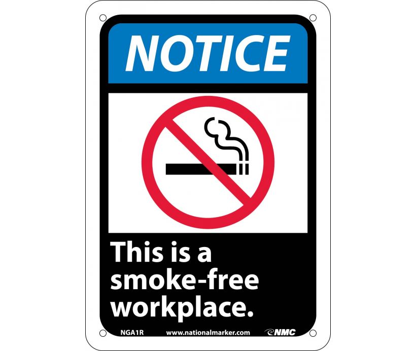 NOTICE, THIS IS A SMOKE-FREE WORKPLACE (W/GRAPHIC), 10X7, RIGID PLASTIC