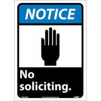 NOTICE, NO SOLICITING, 14X10, RIGID PLASTIC