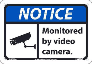 NOTICE MONITORED BY VIDEO CAMERA SIGN, 10X14, .0045 VINYL
