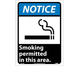 NOTICE, SMOKING PERMITTED IN THIS AREA (W/GRAPHIC), 14X10, PS VINYL
