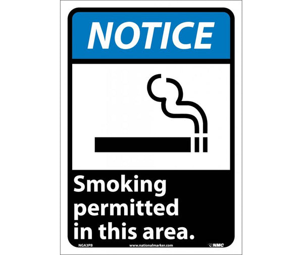 NOTICE, SMOKING PERMITTED IN THIS AREA (W/GRAPHIC), 14X10, PS VINYL