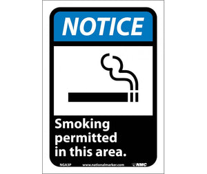 NOTICE, SMOKING PERMITTED IN THIS AREA (W/GRAPHIC), 10X7, PS VINYL