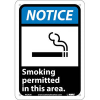 NOTICE, SMOKING PERMITTED IN THIS AREA (W/GRAPHIC), 10X7, RIGID PLASTIC