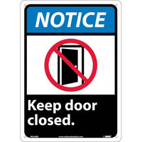 NOTICE, KEEP DOOR CLOSED (W/GRAPHIC), 10X7, RIGID PLASTIC