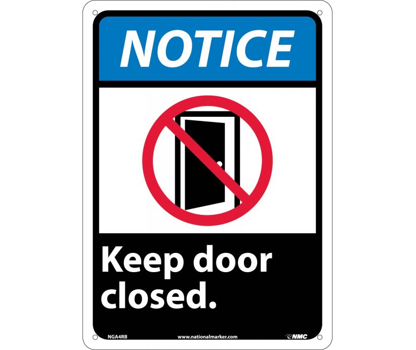 NOTICE, KEEP DOOR CLOSED (W/GRAPHIC), 10X7, RIGID PLASTIC