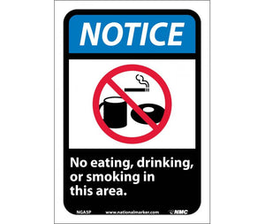 NOTICE, NO EATING DRINKING OR SMOKING IN THIS AREA (W/GRAPHIC), 10X7, PS VINYL
