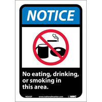 NOTICE, NO EATING DRINKING OR SMOKING IN THIS AREA (W/GRAPHIC), 14X10, RIGID PLASTIC