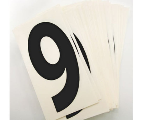 PLACARD NUMBER SET, 4X2.125, 50 NUMBERS, 0-9, CLEAR PS VINYL  8 of #0, 8 of #1, 6 of #2, 4 of #3, 4 of #4, 4 of #5, 4 of #6, 4 of #7, 4 of #8, 4 of #9