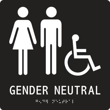 ADA Braille Gender-Neutral Sign: Gender Neutral Restroom | PAD143BK
