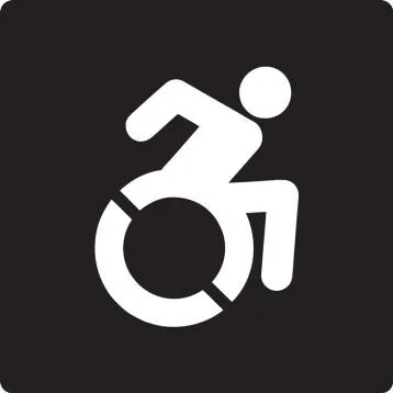 ADA Braille Tactile Sign: Wheelchair image | PAD134BK