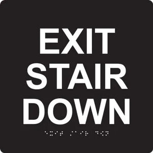 ADA Braille Tactile Sign: Exit Stair Down | PAD901BK