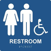 ADA Braille Tactile Sign: Handicap Accessible Unisex Restroom (Square) | PAD926BU