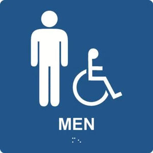 ADA Braille Tactile Sign: Handicap Accessible Men's Restroom (Square) | PAD927BU