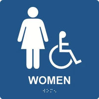 ADA Braille Tactile Sign: Handicap Accessible Women's Restroom (Square) | PAD929BU