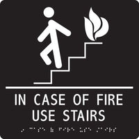 ADA Braille Tactile Sign: In Case Of Fire Use Stairs | PAD937BK
