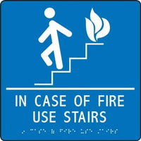 ADA Braille Tactile Sign: In Case Of Fire Use Stairs | PAD937BU
