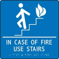 ADA Braille Tactile Sign: In Case Of Fire Use Stairs | PAD937BU