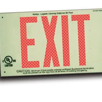 Ultra-Glow™ Safety Sign: Exit (One-Dimensional Plate Style) Red and Green