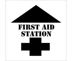 STENCIL, FIRST AID STATION W/ARROW, 24X24