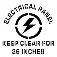 STENCIL, ELECTRICAL PANEL KEEP CLEAR FOR 36 INCHES, GRAPHIC 24X24, .060 PLASTIC