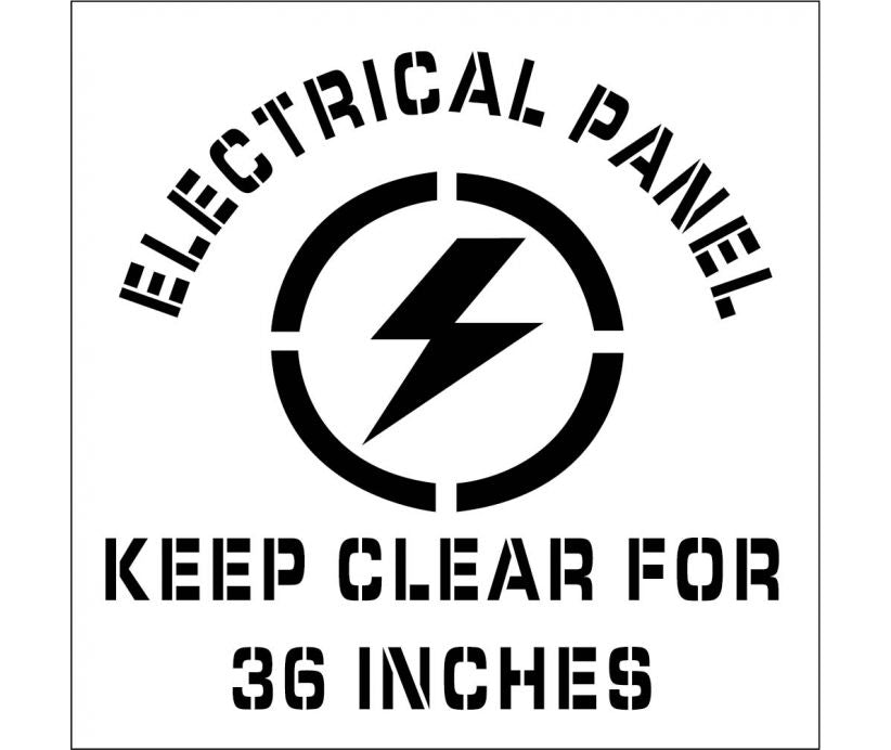 STENCIL, ELECTRICAL PANEL KEEP CLEAR FOR 36 INCHES, GRAPHIC 24X24, .060 PLASTIC