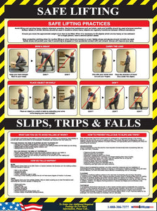 POSTER, SAFE LIFTING/SLIPS, 24 X 18, LAMINATED PAPER