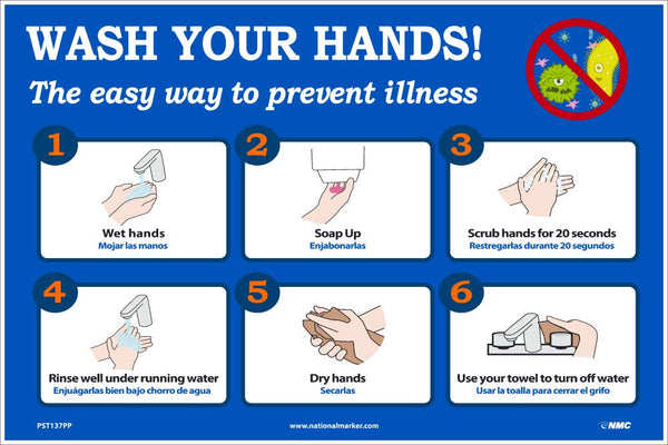 WASH YOUR HANDS 12X18 PAPER POSTER