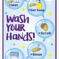 WASH YOUR HANDS STEP BY STEP, 18 X 12 POSTER