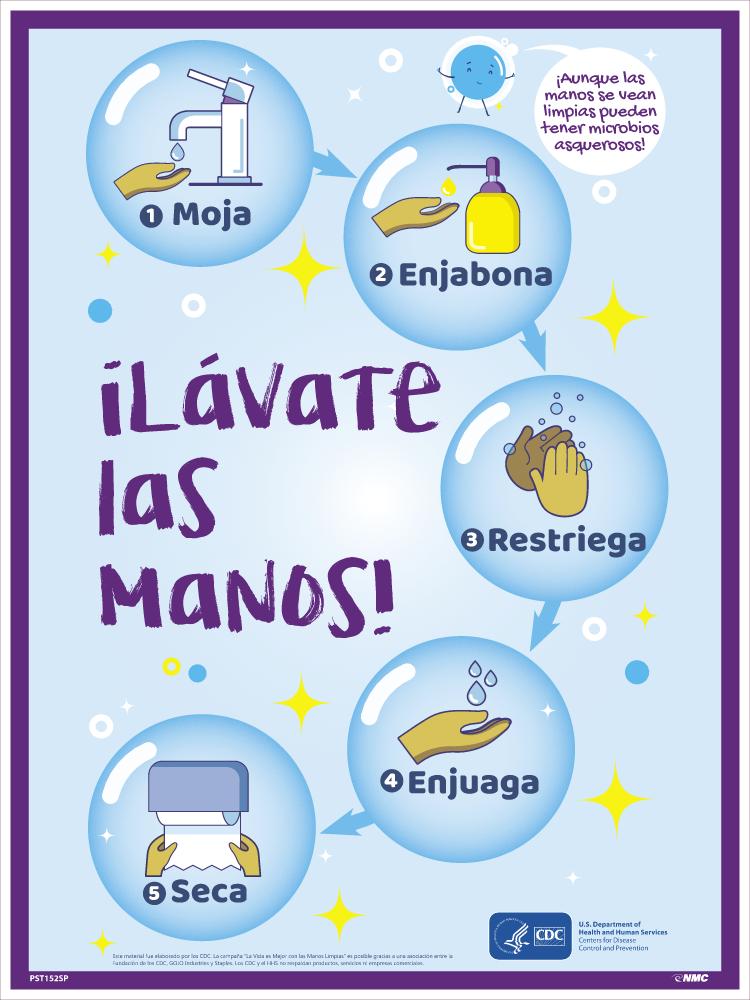 WASH YOUR HANDS SPANISH, 24 X 18 POSTER