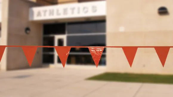 Pennant Flag Tape, 60ft L, 36 pennants, Red-Orange