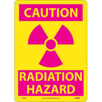 CAUTION (GRAPHIC) RADIATION HAZARD, 14X10, RIGID PLASTIC