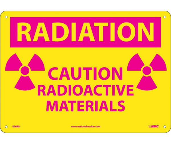 RADIATION CAUTION RADIOACTIVE MATERIALS (GRAPHIC), 10X14, RIGID PLASTIC