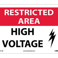 RESTRICTED AREA, HIGH VOLTAGE, GRAPHIC, 10X14, .040 ALUM