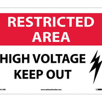 RESTRICTED AREA, HIGH VOLTAGE KEEP OUT, GRAPHIC, 10X14, .040 ALUM
